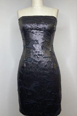 Style 1-451561857-2901 ariella Black Size 8 Free Shipping Sequined Strapless Casual Cocktail Dress on Queenly