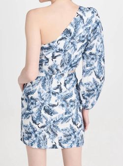 Style 1-806341610-1498 Cami NYC Blue Size 4 Floral Sleeves One Shoulder Cocktail Dress on Queenly