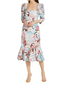 Style 1-3684362913-98 Cara Cara Multicolor Size 10 Floral Tall Height Square Neck Cocktail Dress on Queenly