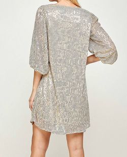 Style 1-607273108-3236 CARAMELA Gold Size 4 Sequined Appearance Free Shipping Long Sleeve Cocktail Dress on Queenly