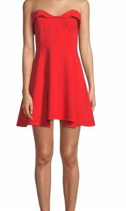 Style 1-2908992183-1498 cinq a sept Red Size 4 Polyester Spandex Strapless Cocktail Dress on Queenly