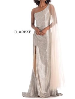 Style 1-4254559556-649 Clarisse Nude Size 2 Prom Floor Length Side slit Dress on Queenly