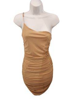 Style 1-3899014549-2696 Cotton Candy Brown Size 12 Mini One Shoulder Homecoming Nightclub Cocktail Dress on Queenly