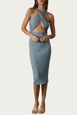 Style 1-1241266497-2901 ENDLESS BLU. Gray Size 8 Jersey Spandex Wedding Guest Cocktail Dress on Queenly