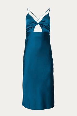 Style 1-3806517735-2901 ENDLESS BLU. Blue Size 8 Casual Satin Polyester Cocktail Dress on Queenly