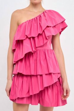 Style 1-1908204376-3011 endless rose Pink Size 8 One Shoulder Mini Cocktail Dress on Queenly