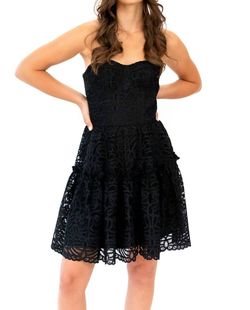 Style 1-1125217590-2168 EVA FRANCO Black Size 8 Semi-formal Strapless Cotton Summer Cocktail Dress on Queenly