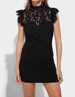 Style 1-1362703838-2901 Generation Love Black Size 8 Polyester Fitted Lace Cocktail Dress on Queenly