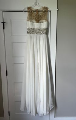 Ashley Lauren White Size 4 Side Slit A-line Dress on Queenly