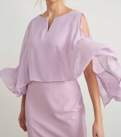 Style 1-1181581593-1901 Joseph Ribkoff Purple Size 6 Tulle Sleeves Sorority Free Shipping Cocktail Dress on Queenly