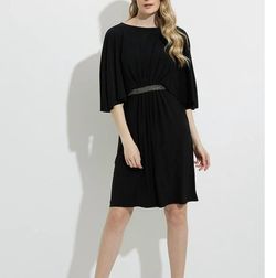 Style 1-2190083363-1498 Joseph Ribkoff Black Size 4 Polyester Spandex Sleeves Cocktail Dress on Queenly
