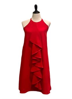Style 1-2550296386-1498 Julie Brown Red Size 4 Homecoming High Neck Ruffles Cocktail Dress on Queenly