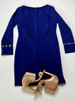 Style 1-1169479590-3011 Karlie Blue Size 8 Long Sleeve Tall Height Cocktail Dress on Queenly