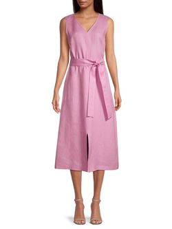 Style 1-3072525420-2901 Lafayette 148 Pink Size 8 A-line Tall Height Cotton Cocktail Dress on Queenly