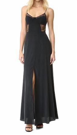 Style 1-2998787975-1901 L'Agence Black Size 6 Lace Tall Height Spaghetti Strap Side slit Dress on Queenly