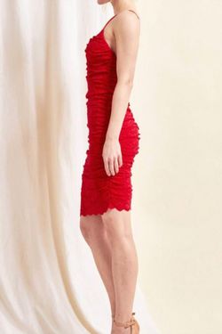 Style 1-1348884070-3236 LENA Red Size 4 Lace Sorority Bodycon Cocktail Dress on Queenly