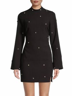 Style 1-3163283149-2168 LIKELY Black Size 8 Sleeves Mini Long Sleeve High Neck Cocktail Dress on Queenly