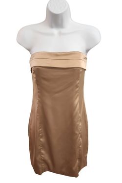 Style 1-3127399896-2901 MABLE Brown Size 8 Sorority Rush Satin Tall Height Cocktail Dress on Queenly