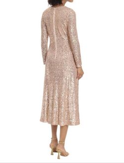 Style 1-4218231014-1498 Maggy London Rose Gold Size 4 Sequined Free Shipping Side Slit Black Tie Cocktail Dress on Queenly