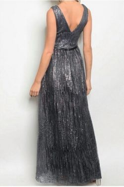 Style 1-1776763448-3236 Maniju Silver Size 4 Metallic Free Shipping Prom Floor Length A-line Dress on Queenly