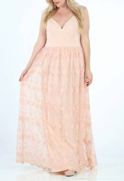 Style 1-3702170983-1465 Maniju Light Pink Size 28 Lace Tall Height Plus Size A-line Dress on Queenly