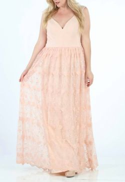 Style 1-3702170983-612 Maniju Pink Size 16 Military Floor Length Lace A-line Dress on Queenly