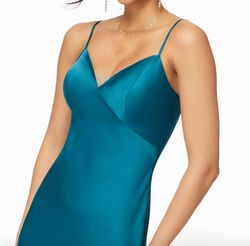 Style 1-3923442552-1901 MORILEE Blue Size 6 Tall Height Sorority Formal Plunge Summer Cocktail Dress on Queenly