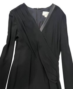 Style 1-4271341265-238 Nicole Miller Black Tie Size 12 Long Sleeve Plus Size Polyester Straight Cocktail Dress on Queenly