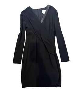 Style 1-4271341265-238 Nicole Miller Black Size 12 Polyester Long Sleeve Straight Cocktail Dress on Queenly