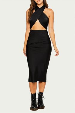 Style 1-2912509999-2901 Pretty Garbage Black Size 8 Cut Out Backless Tall Height Cocktail Dress on Queenly