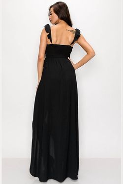 Style 1-3698893742-2901 PRIVY Black Size 8 Free Shipping Wrap Wedding Guest Side slit Dress on Queenly