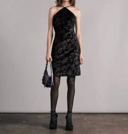 Style 1-4238728626-649 Rag & Bone Black Size 2 Mini Velvet High Neck Cocktail Dress on Queenly