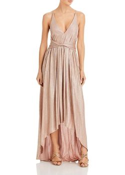 Style 1-2953634209-1498 Ramy Brook Pink Size 4 Metallic Tall Height Sorority Formal Plunge Cocktail Dress on Queenly