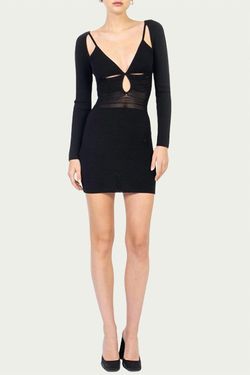 Style 1-123254525-2901 RONNY KOBO Black Size 8 Sheer Tall Height Nightclub Bodycon Cocktail Dress on Queenly