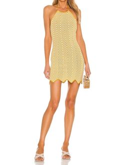 Style 1-139387367-2901 RONNY KOBO Yellow Size 8 Mini Semi-formal Pattern Cocktail Dress on Queenly