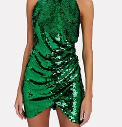 Style 1-1911715030-2901 RONNY KOBO Green Size 8 Mini Polyester Halter Sorority Cocktail Dress on Queenly