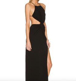 Style 1-2703986801-2901 RONNY KOBO Black Tie Size 8 Free Shipping High Neck Tall Height Side slit Dress on Queenly