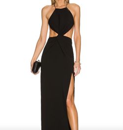 Style 1-2703986801-2901 RONNY KOBO Black Tie Size 8 Free Shipping High Neck Tall Height Side slit Dress on Queenly