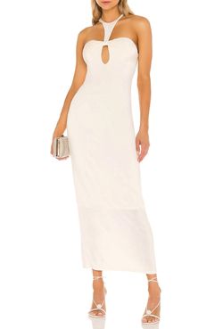 Style 1-818351761-3236 RONNY KOBO White Size 4 Free Shipping Tall Height Spandex Graduation Straight Dress on Queenly