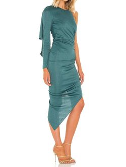 Style 1-857575819-2901 RONNY KOBO Green Size 8 Wrap Asymmetrical Semi-formal Glitter Cocktail Dress on Queenly