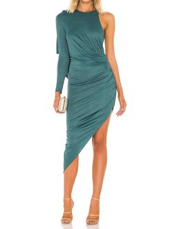 Style 1-857575819-2901 RONNY KOBO Green Size 8 Wrap Asymmetrical Semi-formal Glitter Cocktail Dress on Queenly