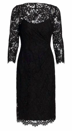 Style 1-1418680538-1901 Teri Jon Black Size 6 Midi Wednesday Long Sleeve Cocktail Dress on Queenly