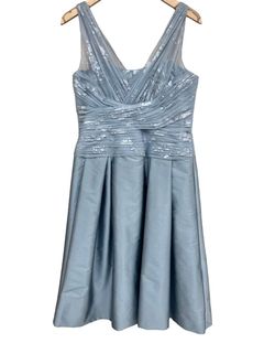 Style 1-913038313-2168 Teri Jon Blue Size 8 Lace Mini Cocktail Dress on Queenly