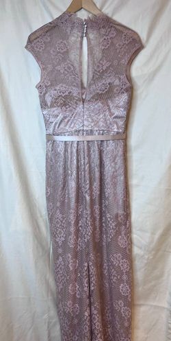 Style 1-138223990-1498 THEIA Pink Size 4 Tall Height Pageant Lace Straight Dress on Queenly
