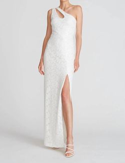Style 1-807952321-1901 THEIA White Size 6 Ivory Pageant Sequined Side slit Dress on Queenly