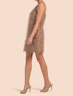 Style 1-2403082577-1901 Trina Turk Nude Size 6 Free Shipping Feather Mini Cocktail Dress on Queenly