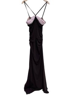 Style 1-3017608369-98 Vera Wang Brown Size 10 Black Tie Tall Height Polyester Straight Dress on Queenly