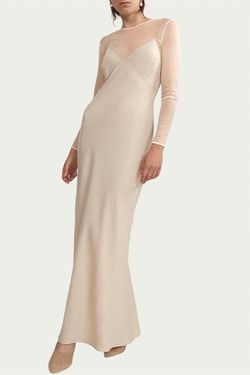 Style 1-3599643745-3236 WORN Nude Size 4 High Neck Free Shipping Straight Dress on Queenly