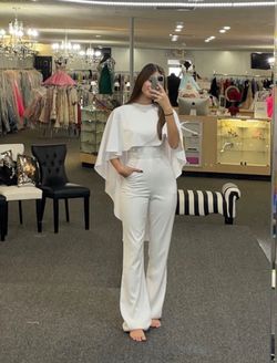 Johnathan Kayne White Size 2 Tall Height Engagement Bridal Shower Wedding Jumpsuit Dress on Queenly