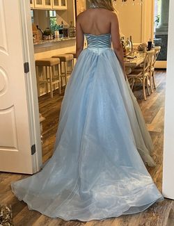 Sherri Hill Light Blue Size 2 Floor Length Beaded Top Ball gown on Queenly